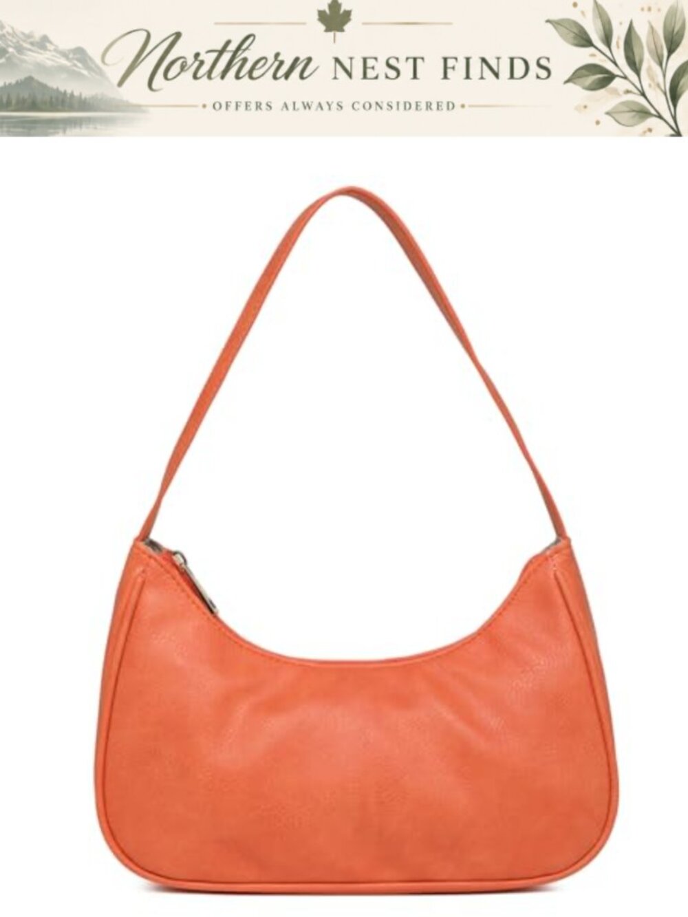 Vegan Leather Hobo Shoulder Bag Zipper Closure Sling Tote Handbag